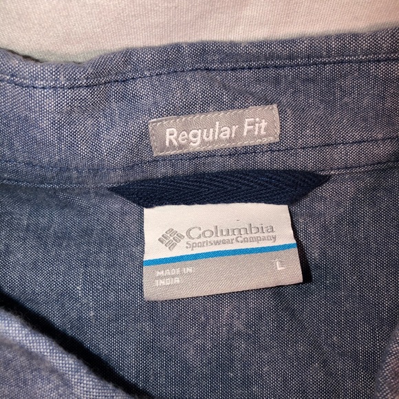 Men's Columbia Pocket Long Sleeve Casual Button Up Shirt Size Large Blue - Picture 3 of 5